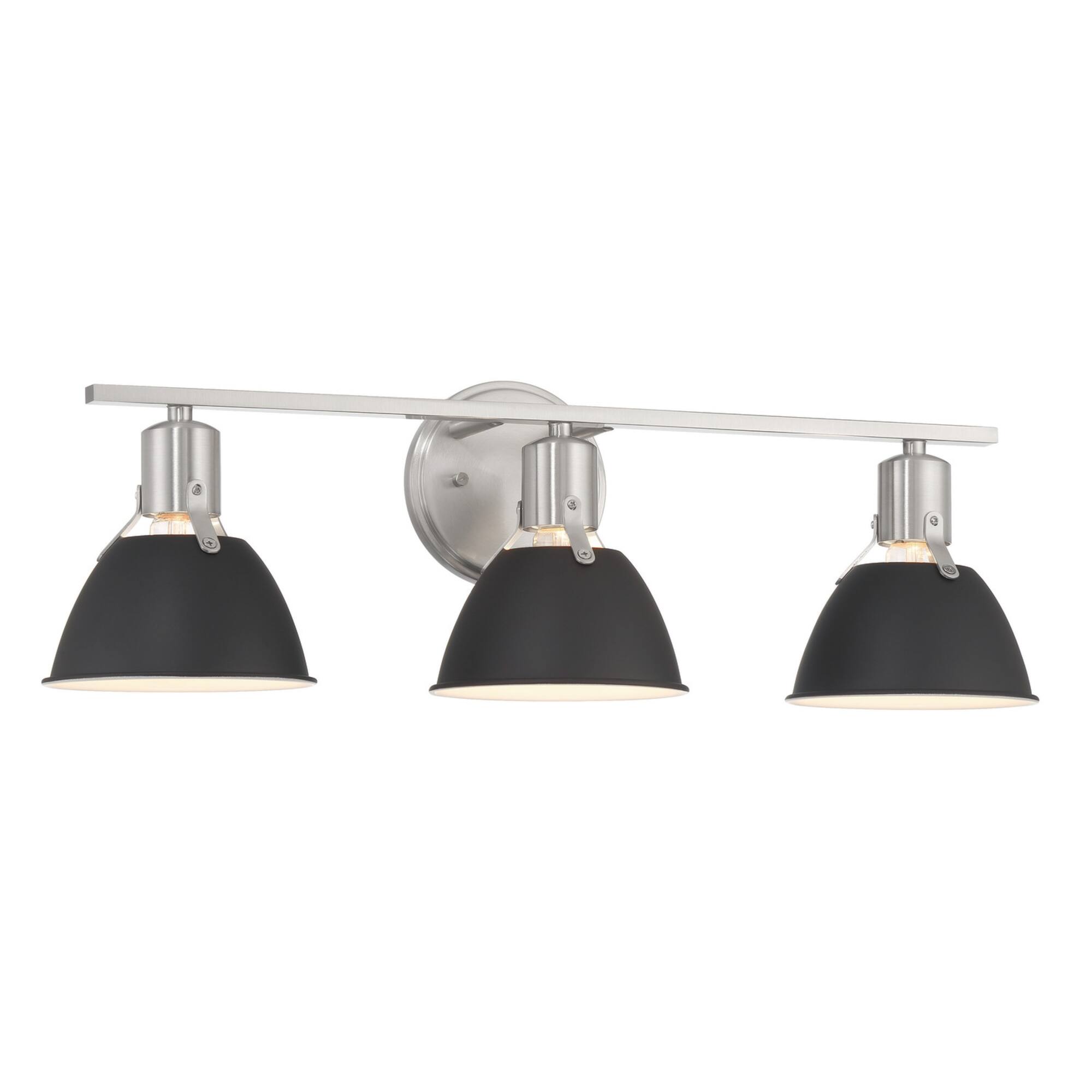 Hello Honey® 24" Cooper Black & Nickel Metal 3-Light Vanity Light with Etched Glass Shades